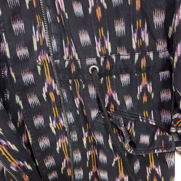 Free People Hooded Jacket The Ikat Parka Black Unlined Size Small Oversized - Picture 8 of 15